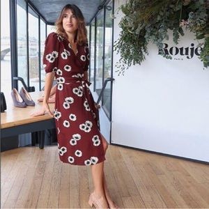 Rouje Rosalie Wrap Midi Floral Dress 36